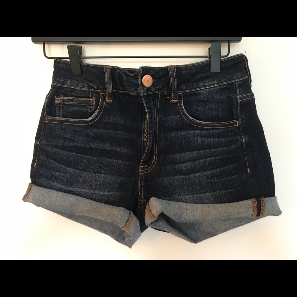 American Eagle High-Rise Jean Shorts, Dark Wash